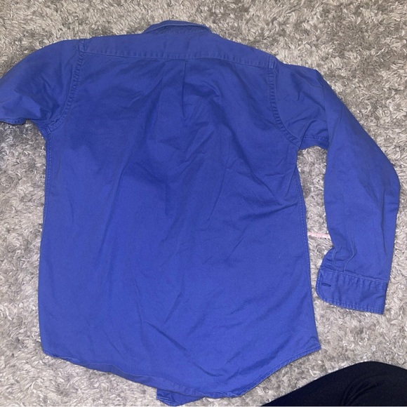 Ralph Lauren Classic Fit Button Down Boys L Navy Shirt Red Pony Long Sleeve - Picture 7 of 9